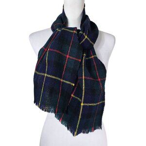 Vintage Green Tartan Plaid Lambswool Scarf Preppy Academia Made in Scotland